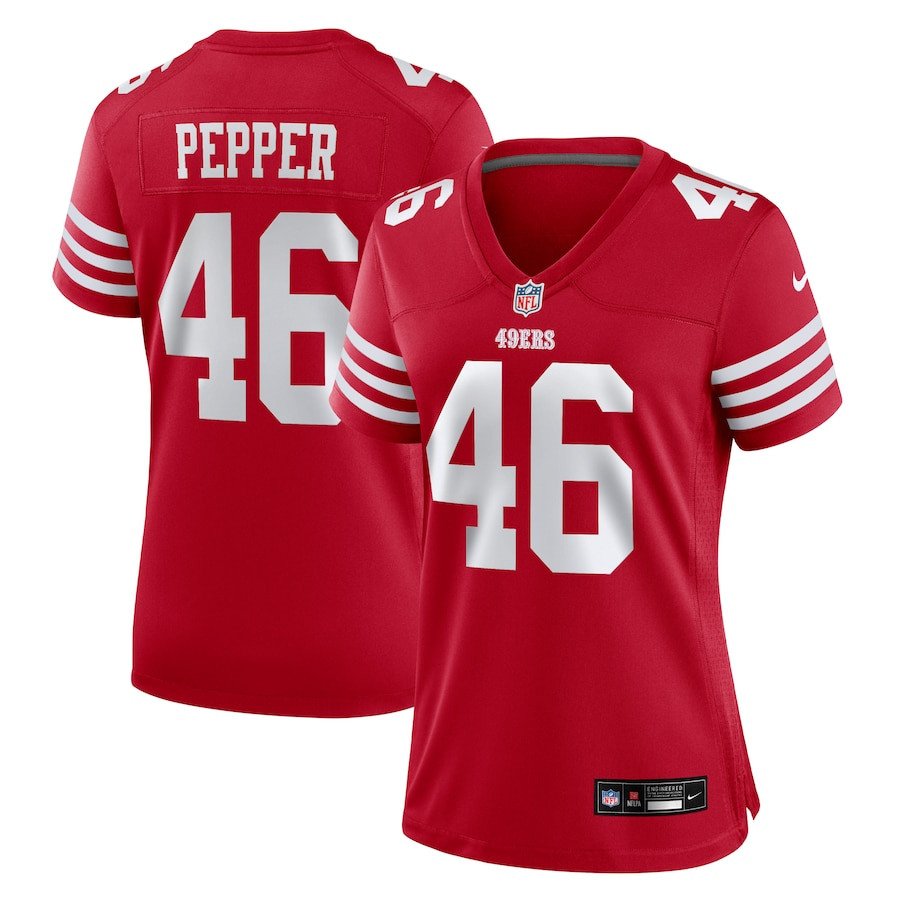 Taybor Pepper #46 San Francisco 49ers Game Jersey - Women's | Scarlet