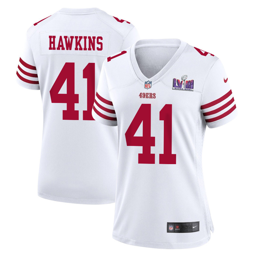 Tayler Hawkins #41 San Francisco 49ers Super Bowl LVIII Patch Game Jersey - Women's | White