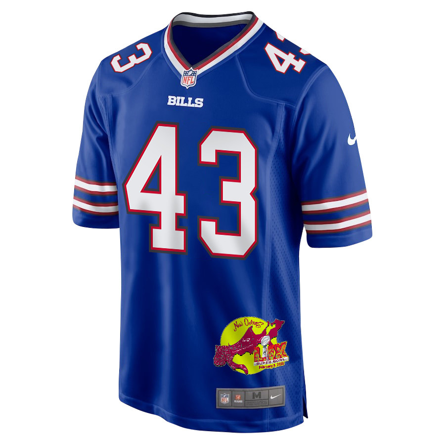 Terrel Bernard #43 Buffalo Bills Super Bowl LIX Game Jersey - Men's | Royal - Image 3