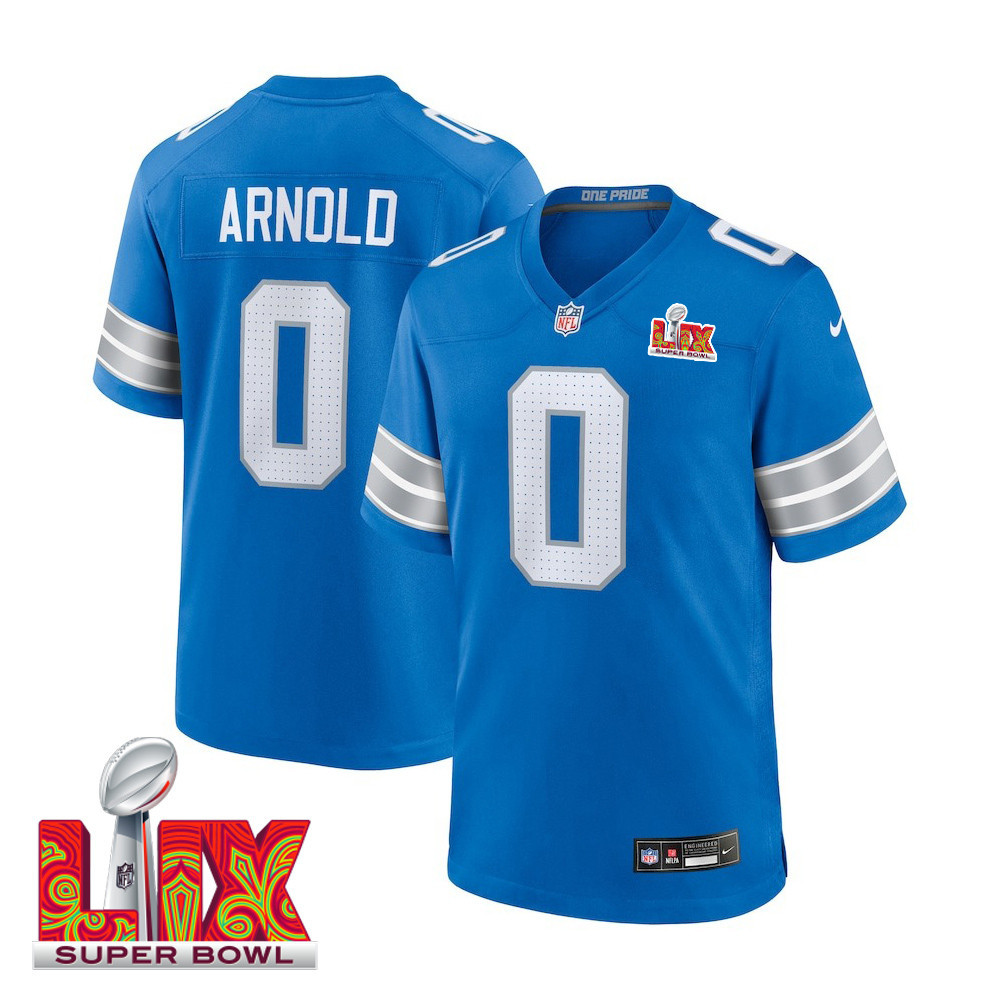 Terrion Arnold #0 Detroit Lions Super Bowl LIX Game Jersey - Men's | Blue