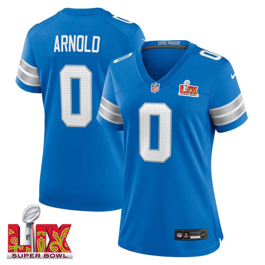 Terrion Arnold #0 Detroit Lions Super Bowl LIX Game Jersey - Women's | Blue