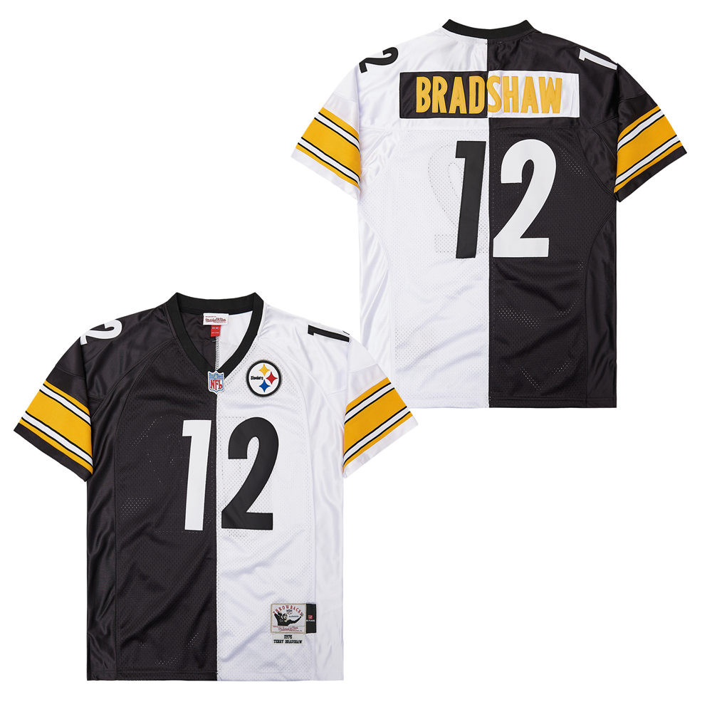 Alternative view of Terry Bradshaw #12 Pittsburgh Steelers Throwback Game Jersey - Men's