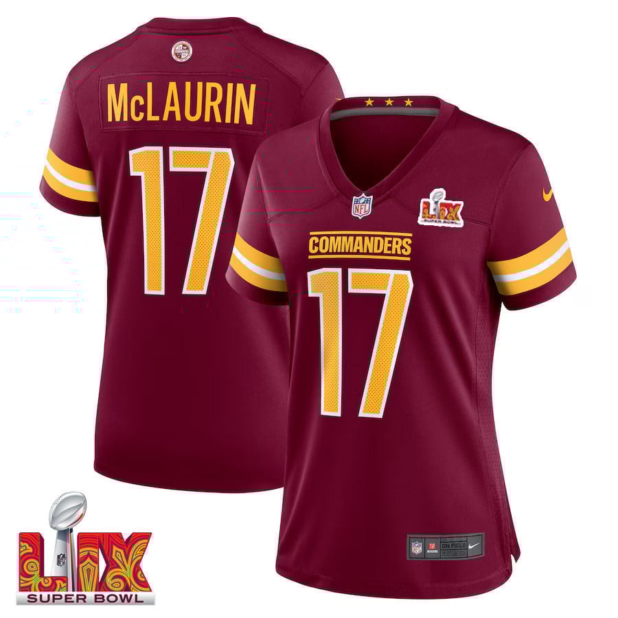 Terry McLaurin #17 Washington Commanders Super Bowl LIX Game Jersey - Women's | Burgundy