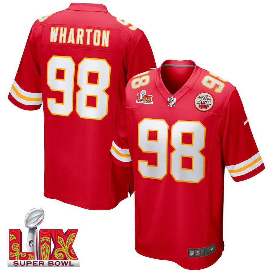Tershawn Wharton #98 Kansas City Chiefs Super Bowl LIX Game Jersey - Men's | Red