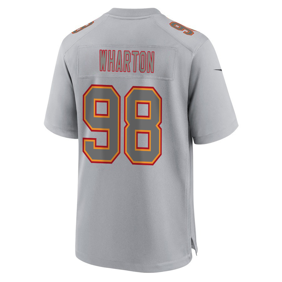 Tershawn Wharton #98 Kansas City Chiefs Super Bowl LVIII Champions 4 Stars Patch Game Jersey - Men's | Gray - Image 3