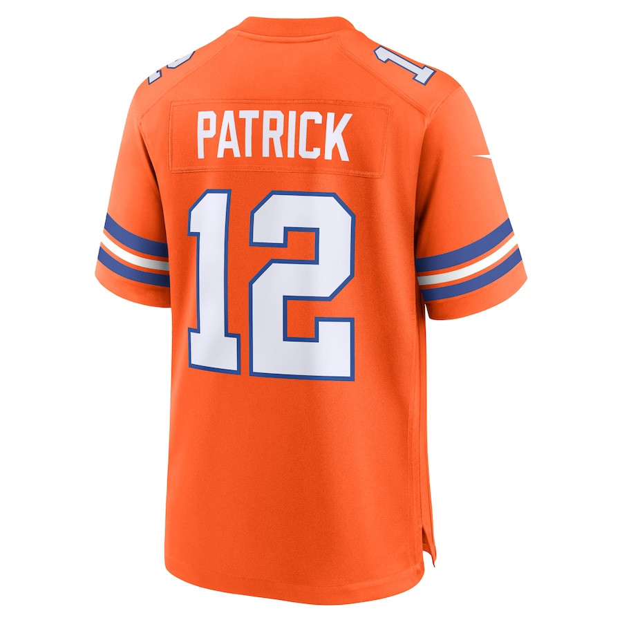 Tim Patrick #12 Denver Broncos Throwback Game Jersey - Men's | Orange - Image 3