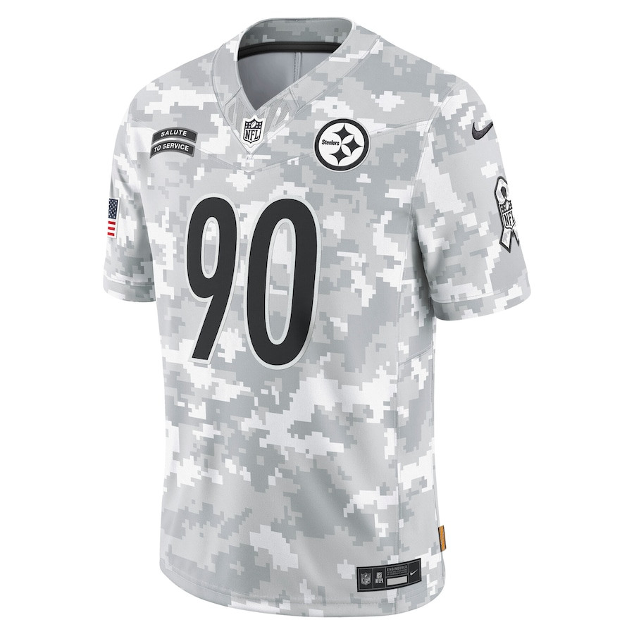 Alternative view of T.J. Watt #90 Pittsburgh Steelers Salute To Service Limited Jersey - Men's | Arctic Camo