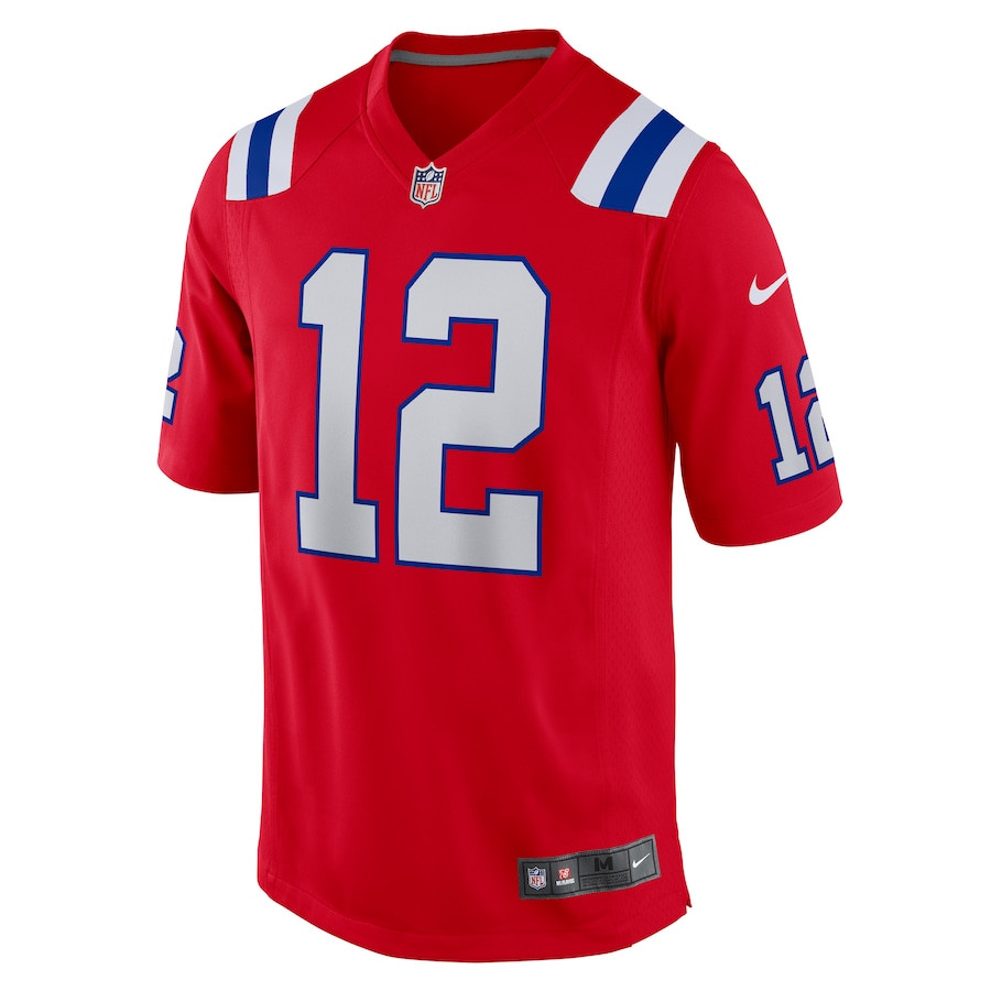 Alternative view of Tom Brady #12 New England Patriots Game Jersey - Men's | Red