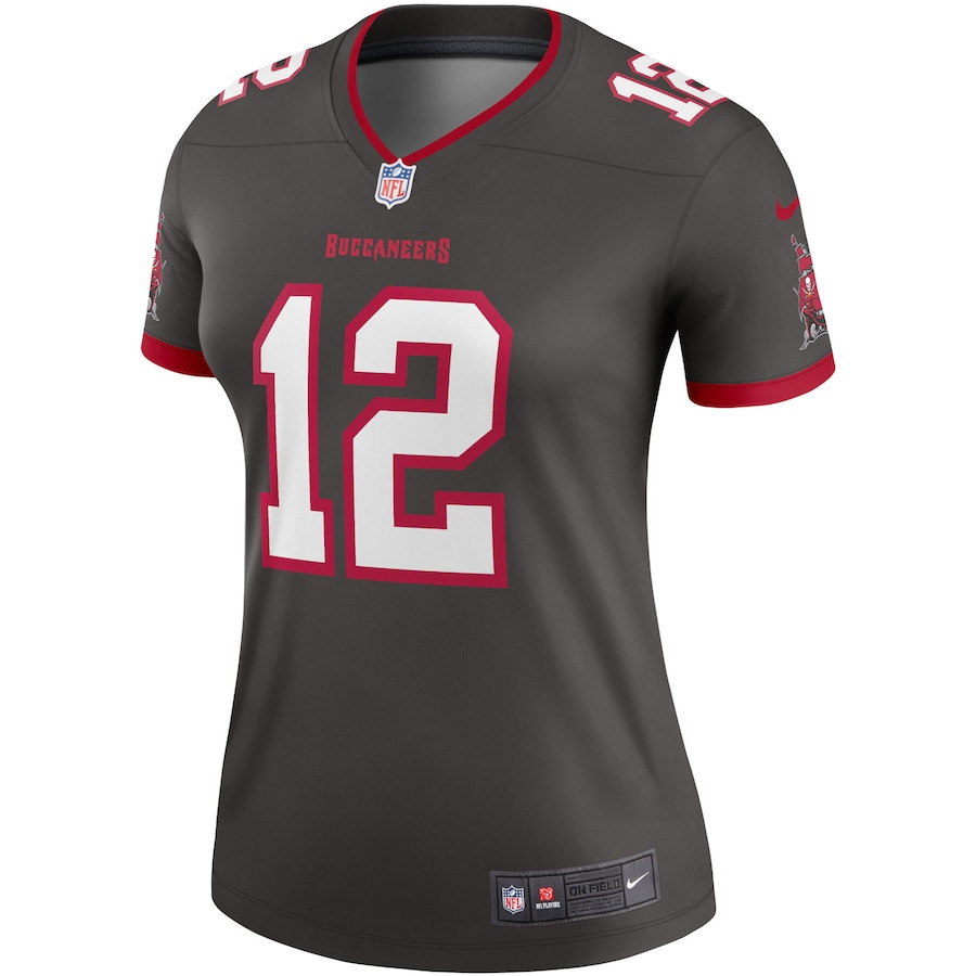 Alternative view of Tom Brady #12 Tampa Bay Buccaneers Alternate Legend Jersey - Women's | Pewter