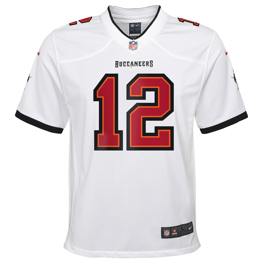 Alternative view of Tom Brady #12 Tampa Bay Buccaneers Game Jersey - Youth | White