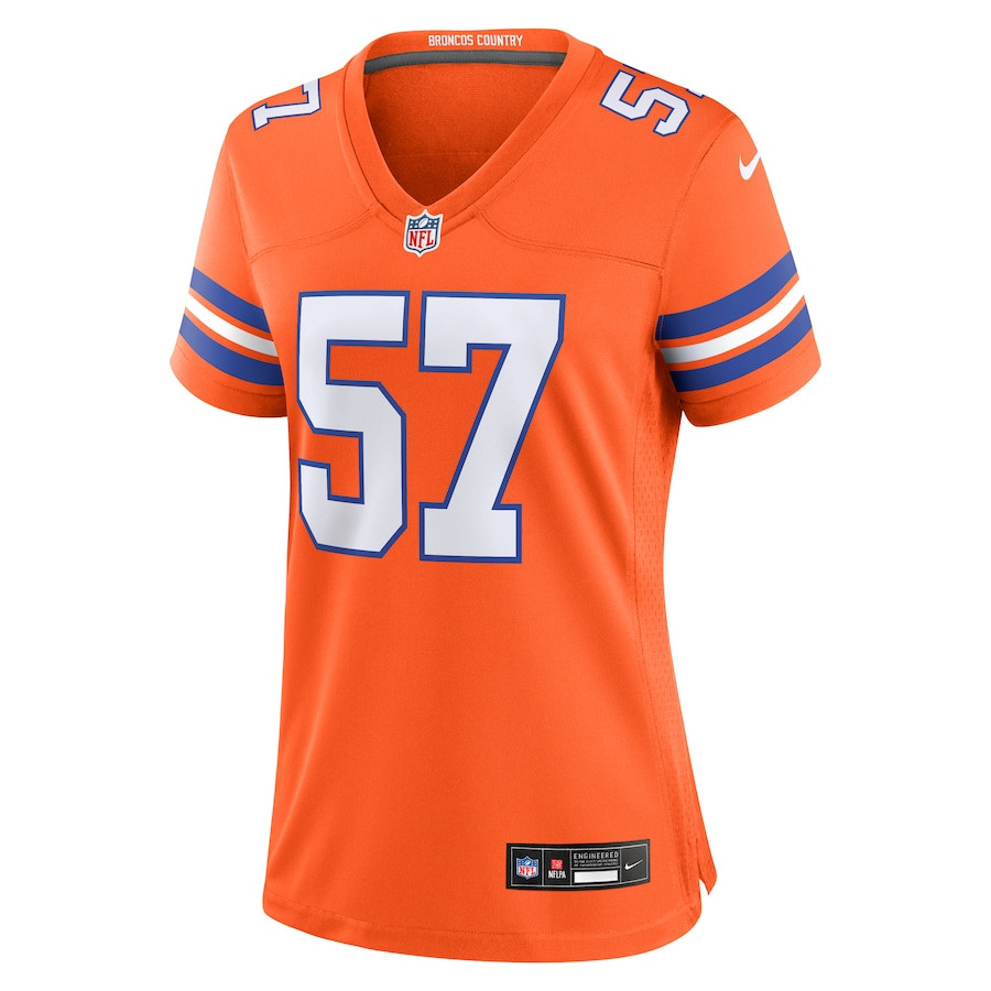 Alternative view of Tom Jackson #57 Denver Broncos Throwback Game Jersey - Women's | Orange
