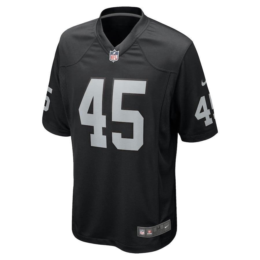 Alternative view of Tommy Eichenberg #45 Las Vegas Raiders Game Jersey - Men's | Black