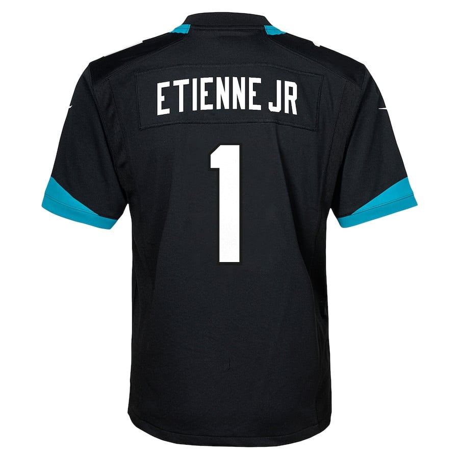 Travis Etienne #1 Jacksonville Jaguars Alternate Game Jersey - Youth | Black - Image 3