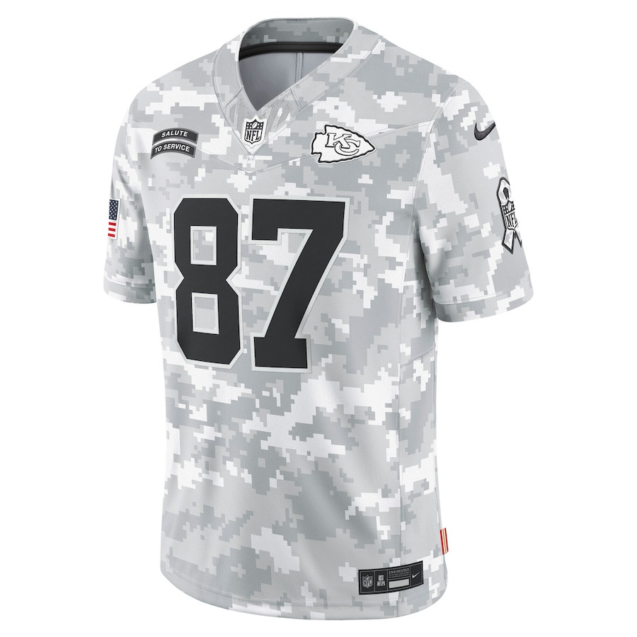 Alternative view of Travis Kelce #87 Kansas City Chiefs Salute To Service Limited Jersey - Men's | Arctic Camo