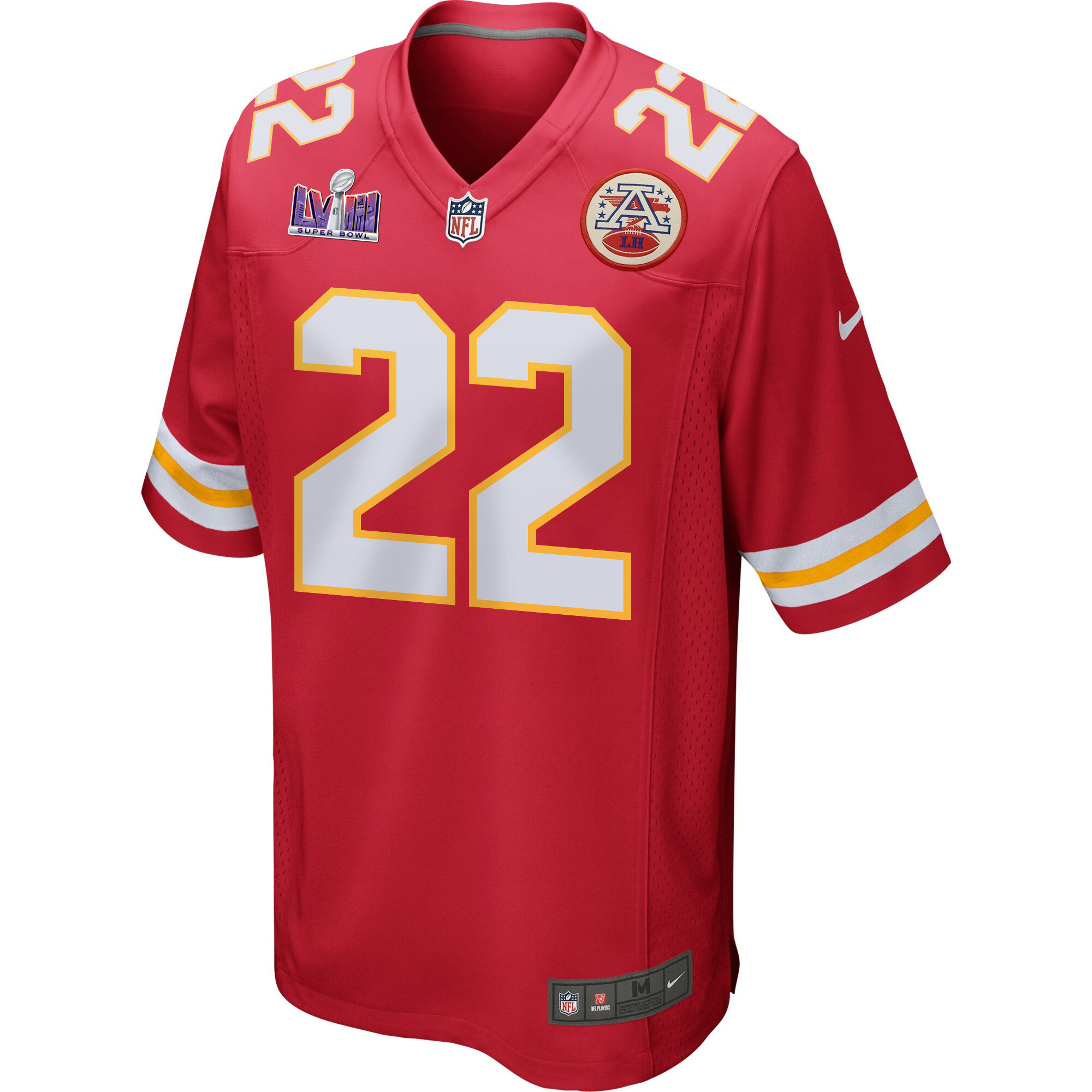 Alternative view of Trent McDuffie #22 Kansas City Chiefs Super Bowl LVIII Patch Game Jersey - Men's | Red