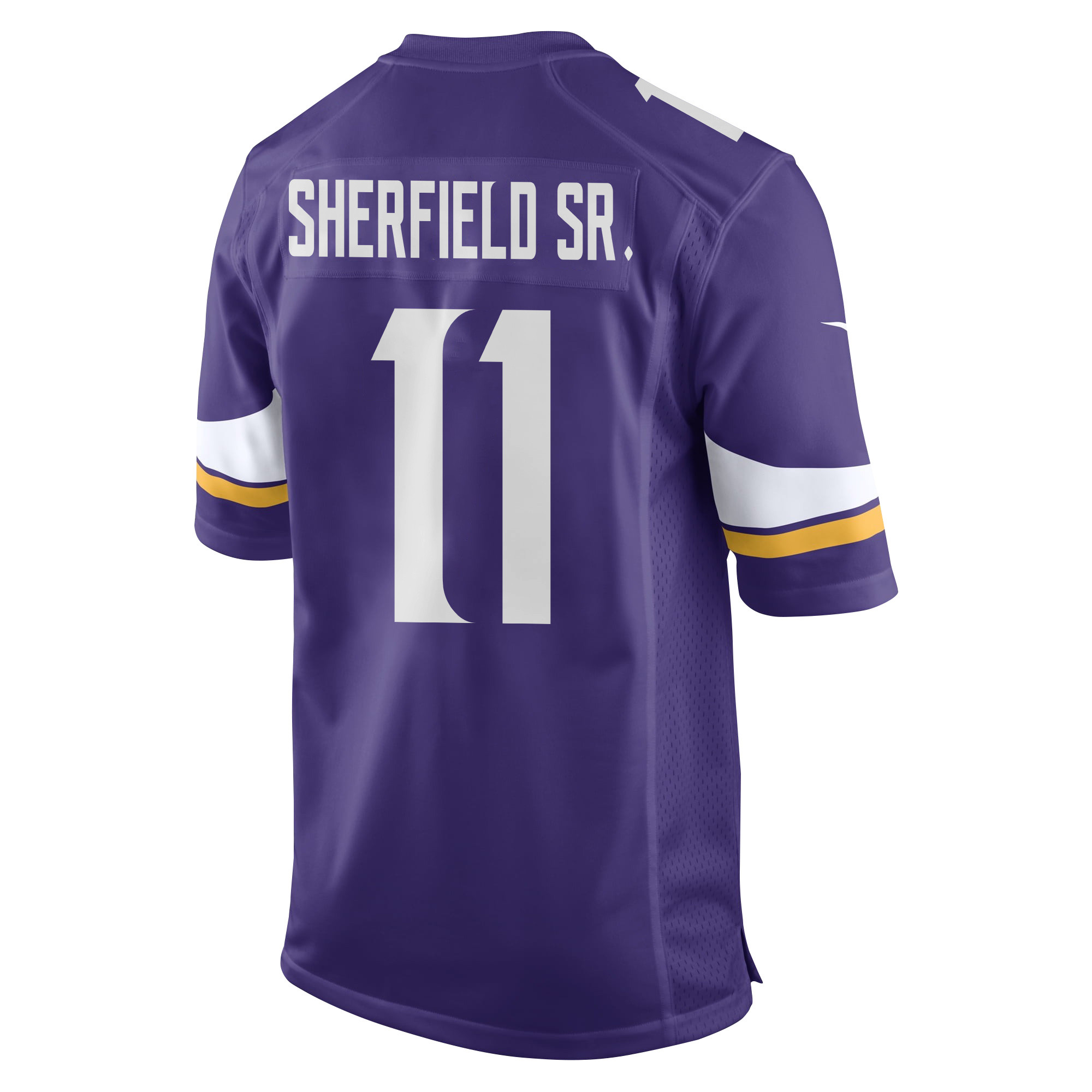 Alternative view of Trent Sherfield Sr. #11 Minnesota Vikings Super Bowl LIX Game Jersey - Men's | Purple