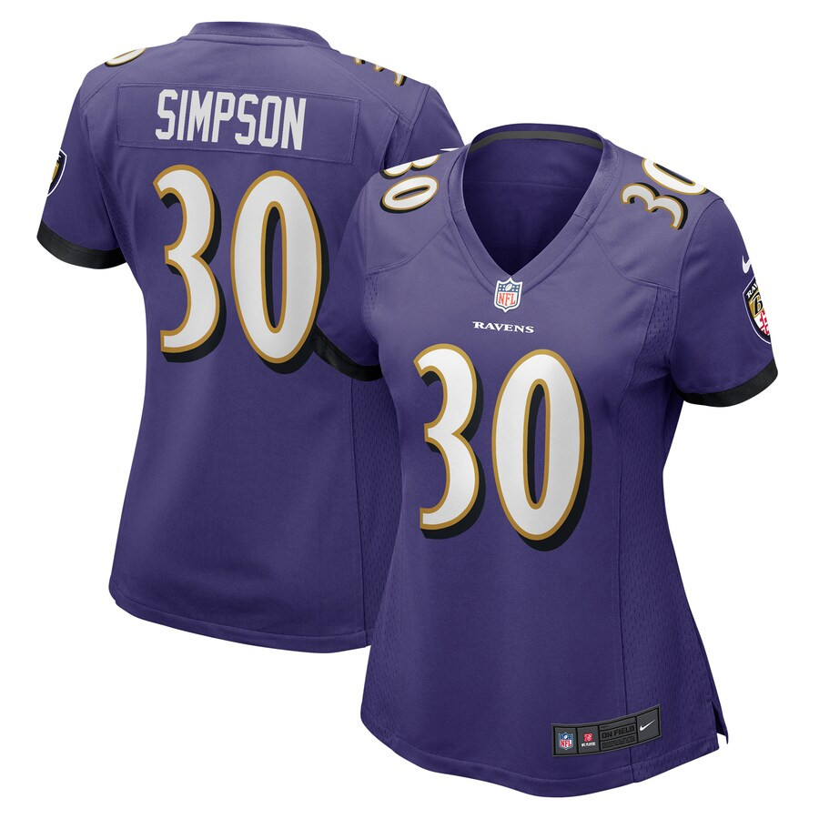 Trenton Simpson #30 Baltimore Ravens Game Jersey - Women's | Purple