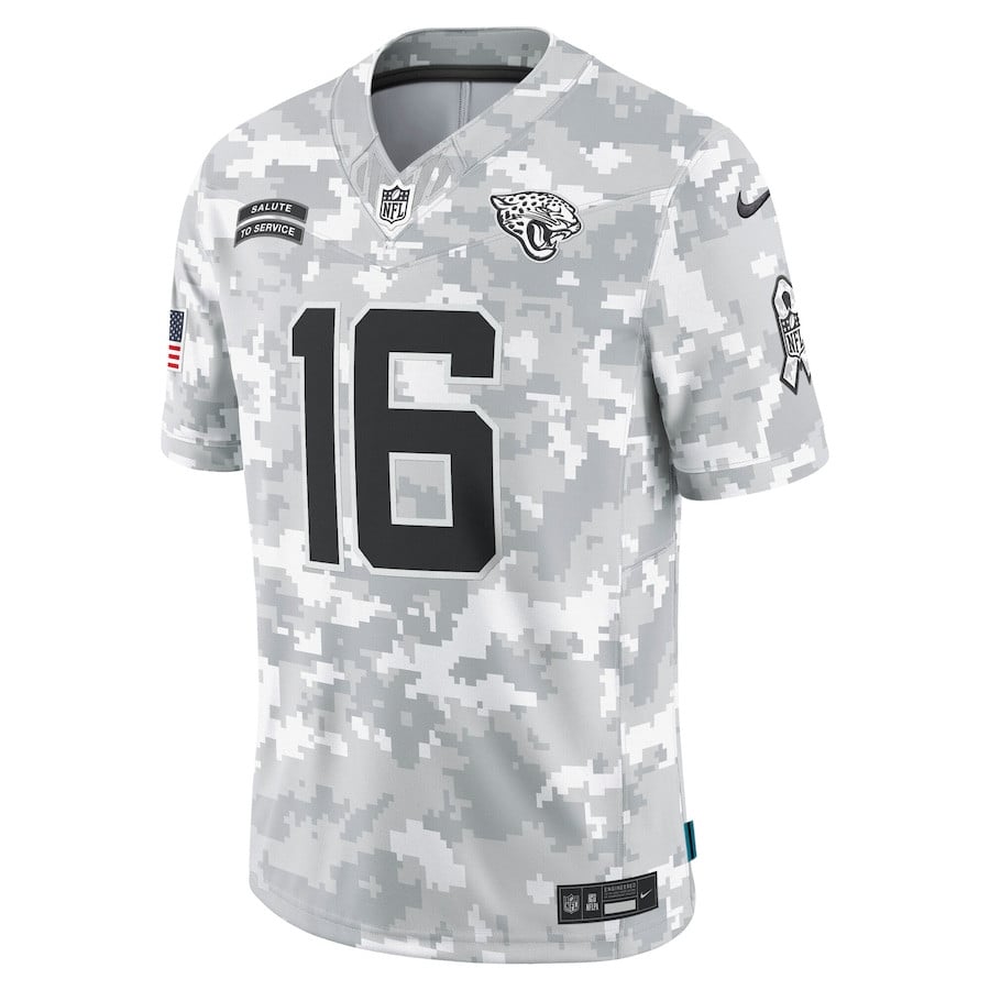 Alternative view of Trevor Lawrence #16 Jacksonville Jaguars Salute To Service Limited Jersey - Men's | Arctic Camo