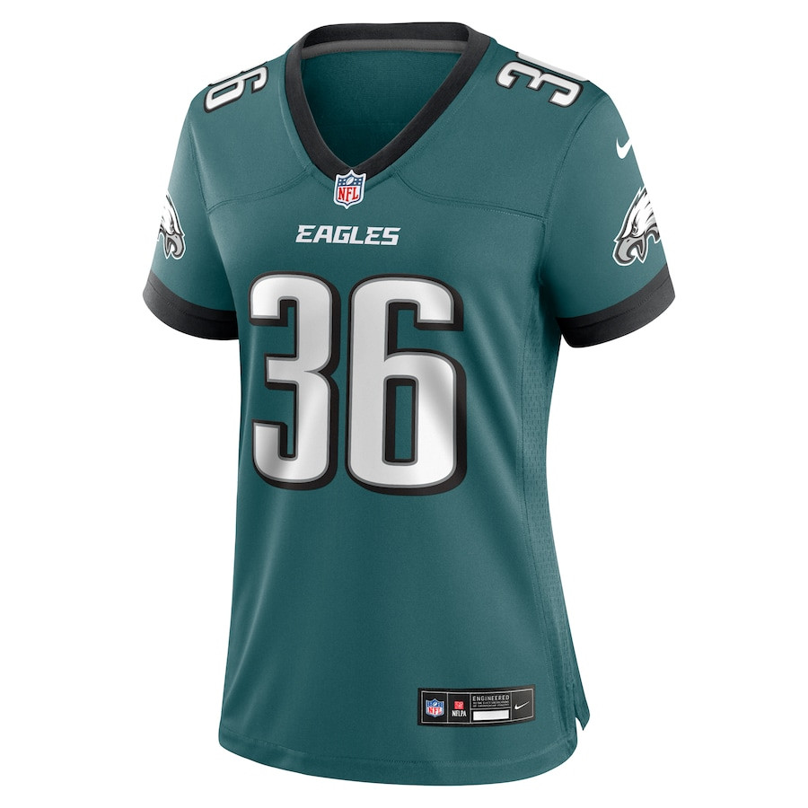 Alternative view of Tristin McCollum #36 Philadelphia Eagles Game Jersey - Women's | Midnight Green