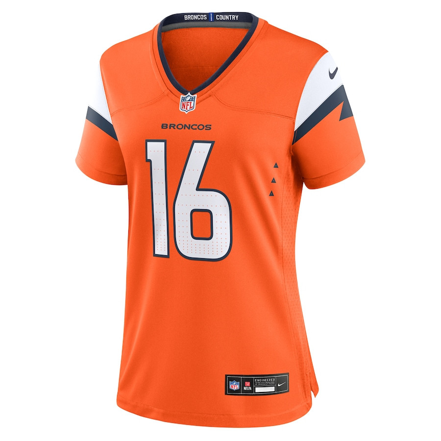 Alternative view of Troy Franklin #16 Denver Broncos Game Jersey - Women's | Orange