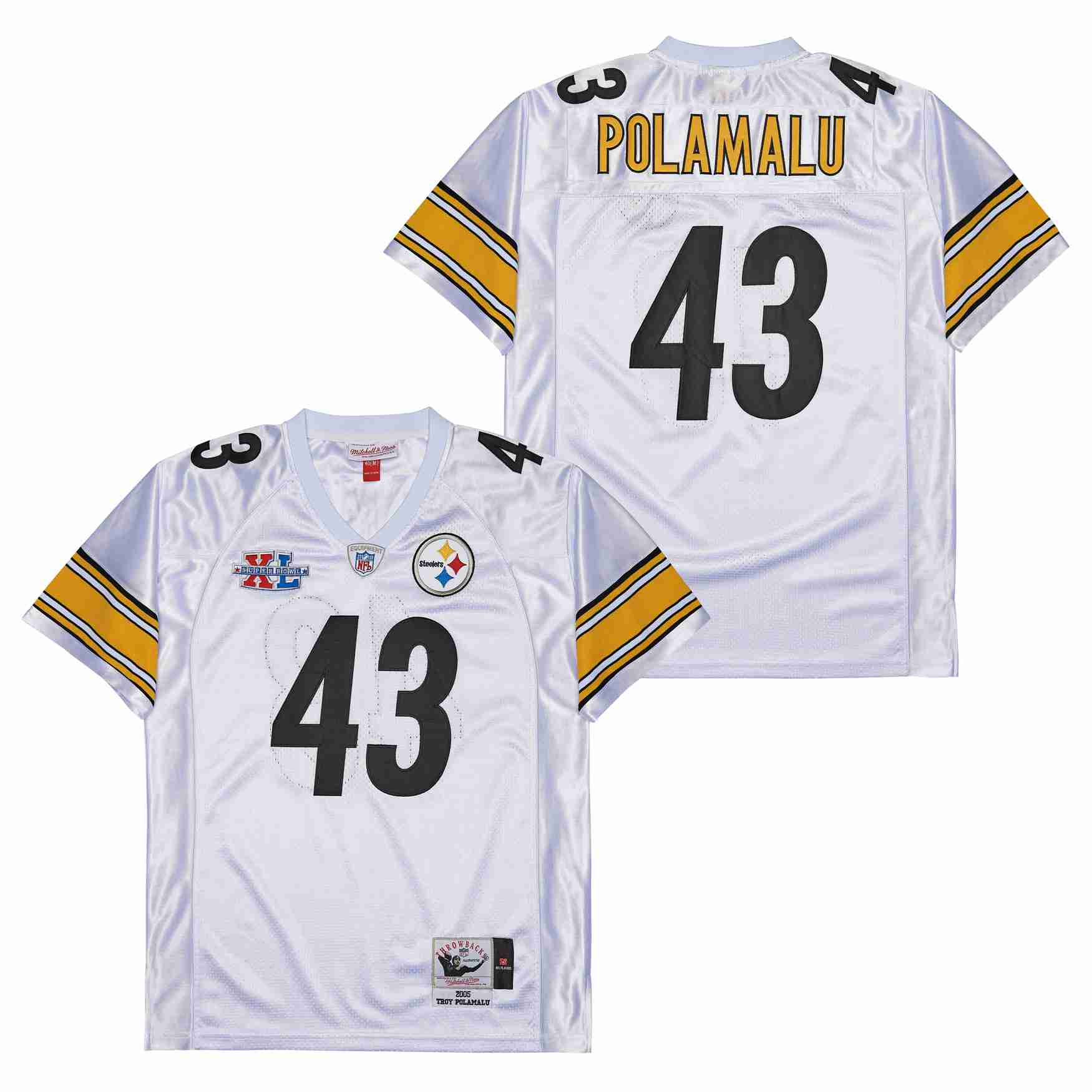 Troy Polamalu #43 Pittsburgh Steelers Super Bowl Game Jersey - Men's | White