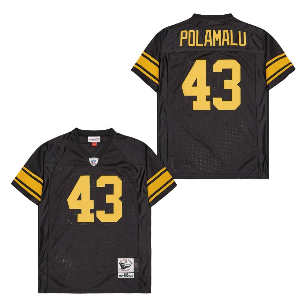 Alternative view of Troy Polamalu #43 Pittsburgh Steelers Throwback Game Jersey - Men's | Black