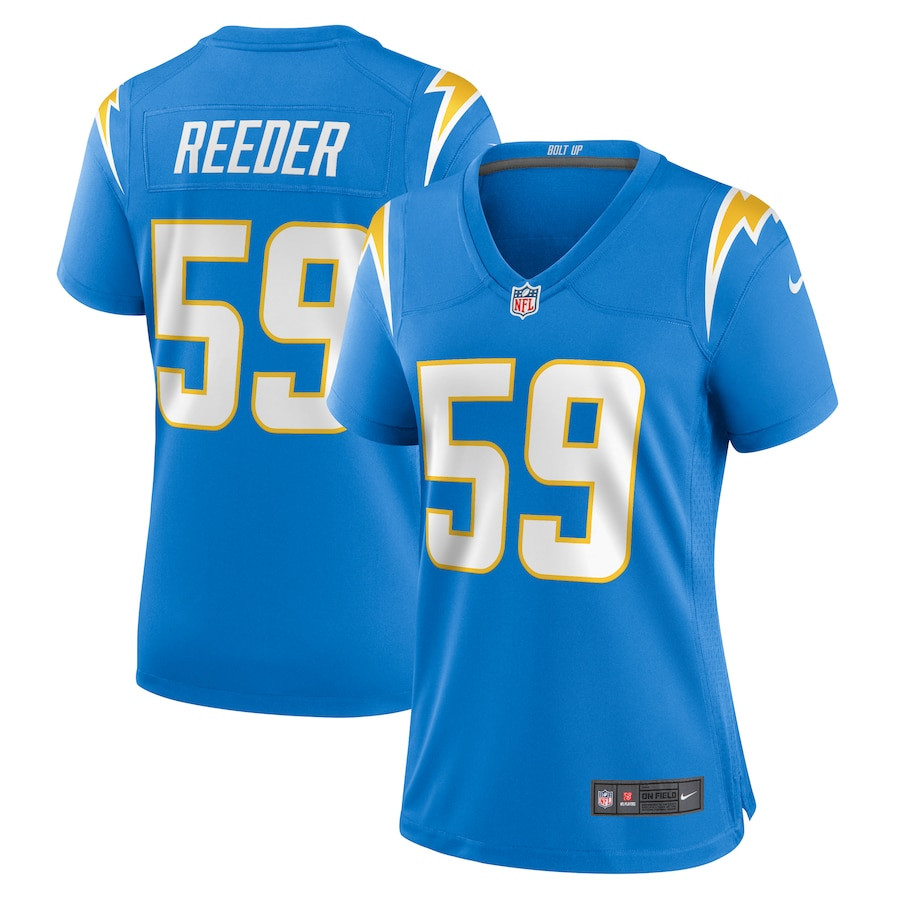 Troy Reeder #59 Los Angeles Chargers Game Jersey - Women's | Powder Blue