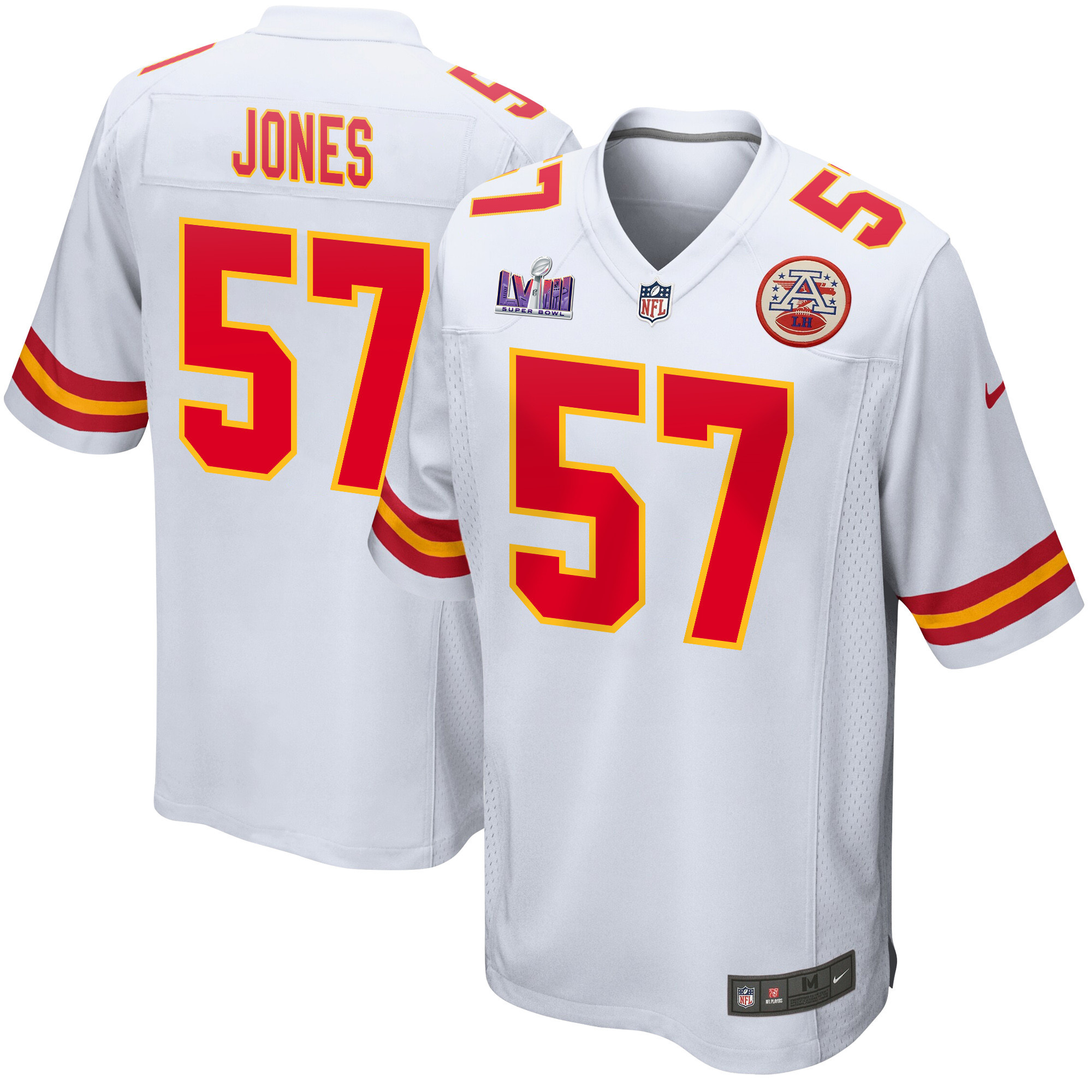Truman Jones #57 Kansas City Chiefs Super Bowl LVIII Patch Game Jersey - Men's | White