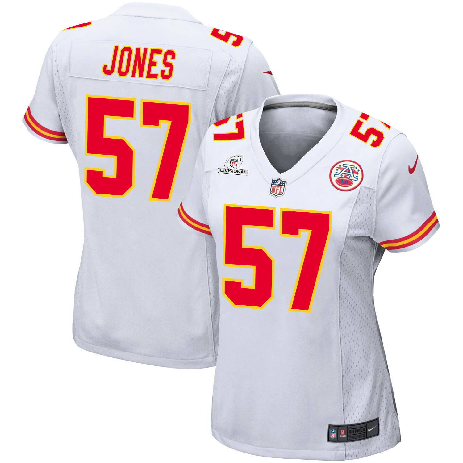Truman Jones #57 Kansas City Chiefs Super Bowl LVIII Patch Game Jersey - Women's | White