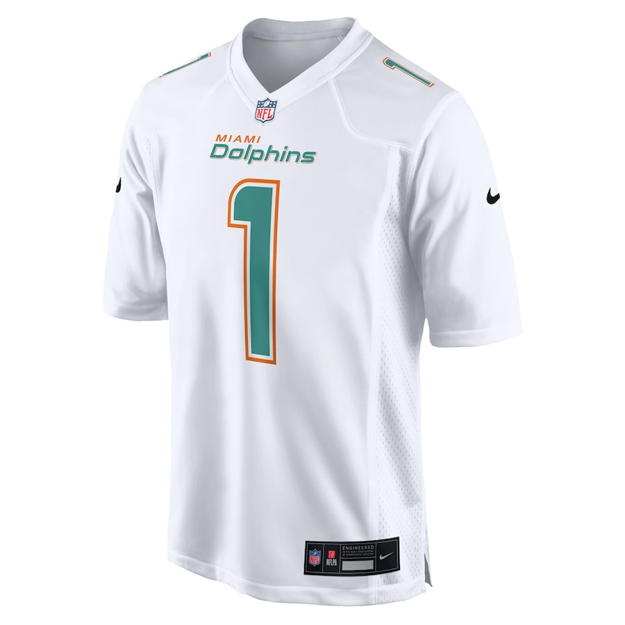 Alternative view of Tua Tagovailoa #1 Miami Dolphins Game Jersey - Men's | White