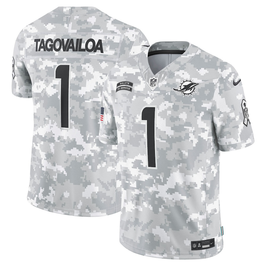 Tua Tagovailoa #1 Miami Dolphins Salute To Service Limited Jersey - Men's | Arctic Camo