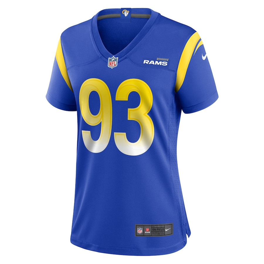 Alternative view of Tuli Letuligasenoa #93 Los Angeles Rams Game Jersey - Women's | Royal