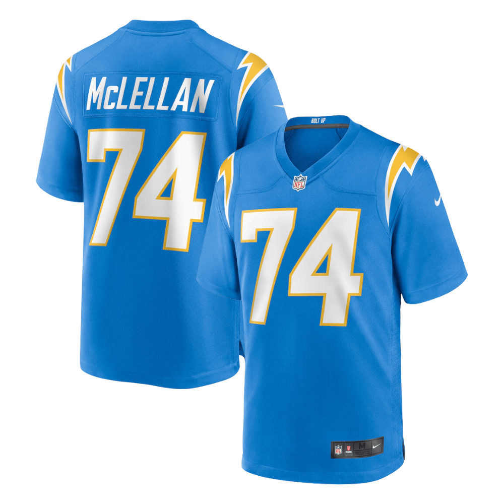 Tyler McLellan #74 Los Angeles Chargers Game Jersey - Men's | Powder Blue
