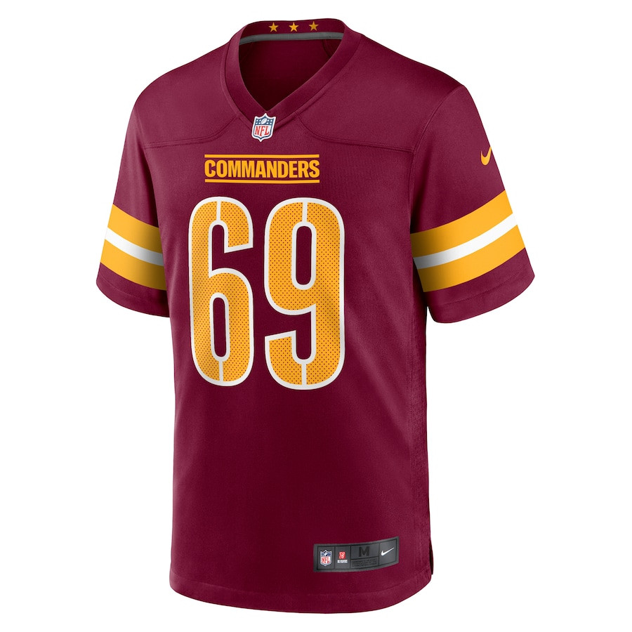 Alternative view of Tyler Ott #69 Washington Commanders Game Jersey - Men's | Burgundy