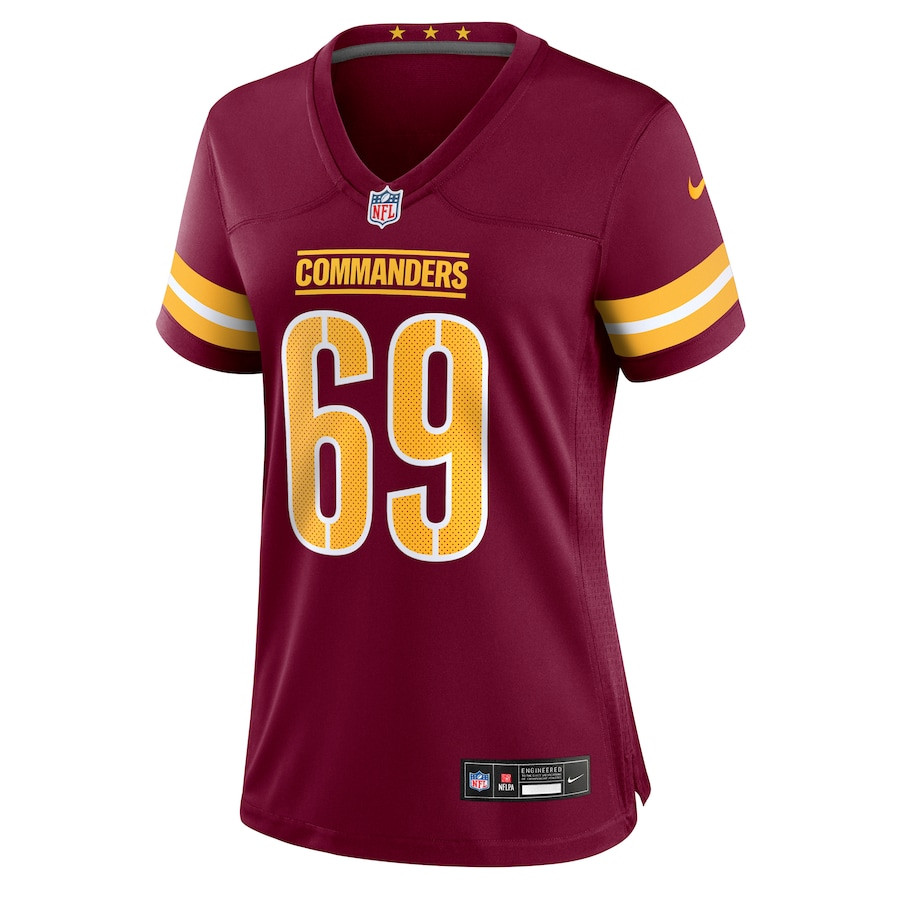 Alternative view of Tyler Ott #69 Washington Commanders Game Jersey - Women's | Burgundy