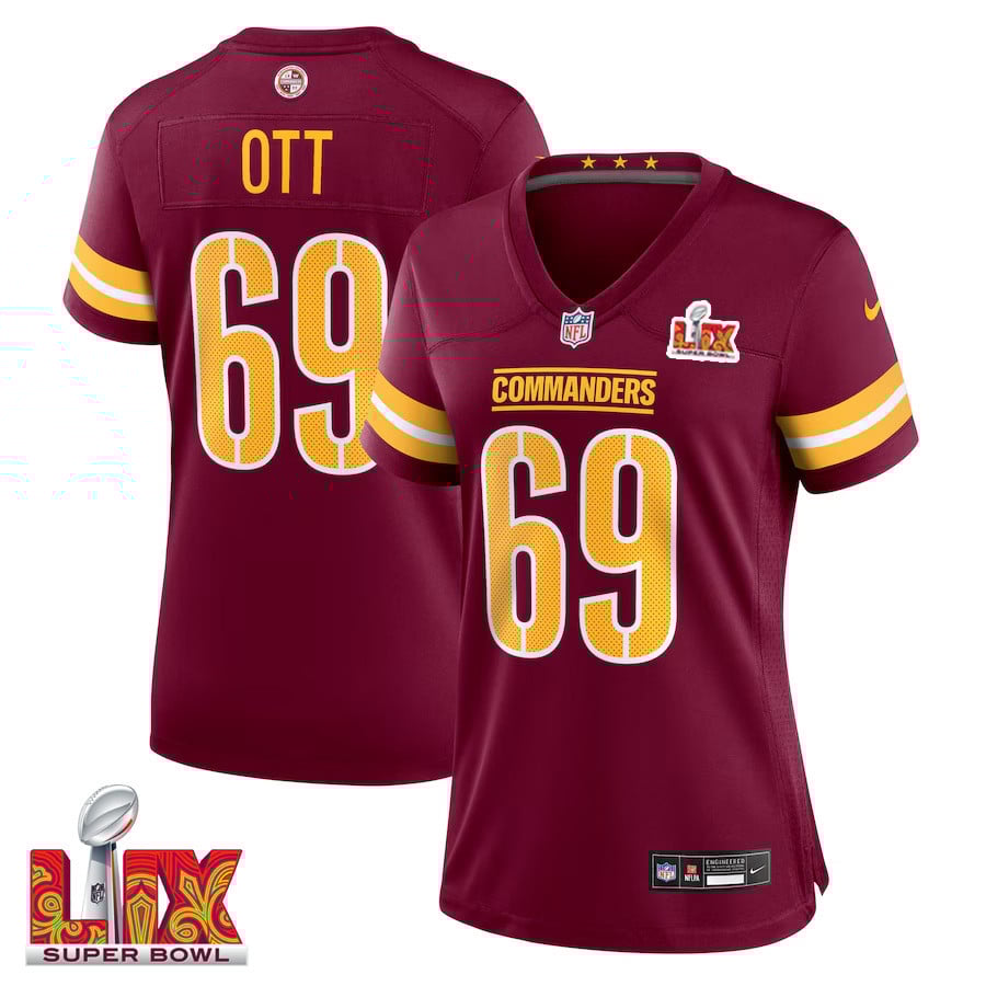 Tyler Ott #69 Washington Commanders Super Bowl LIX Game Jersey - Women's | Burgundy