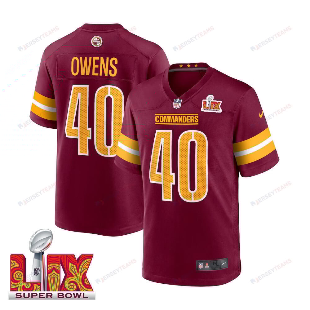 Tyler Owens #40 Washington Commanders Super Bowl LIX Game Jersey - Men's | Burgundy