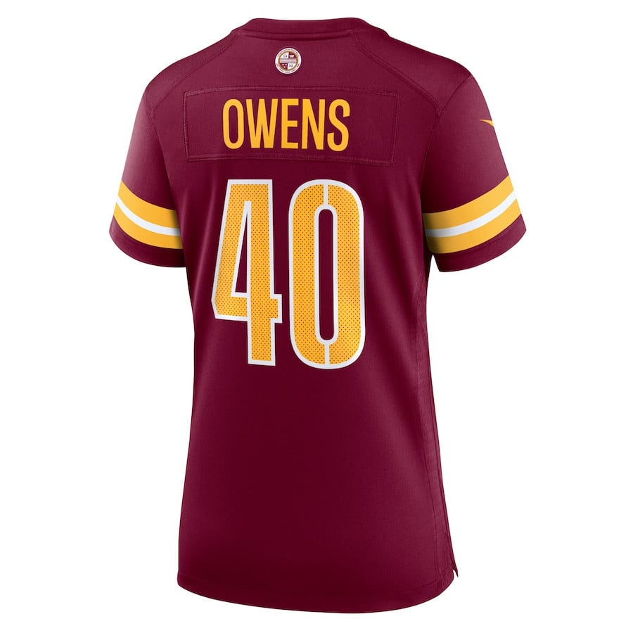 Tyler Owens #40 Washington Commanders Super Bowl LIX Game Jersey - Women's | Burgundy - Image 3