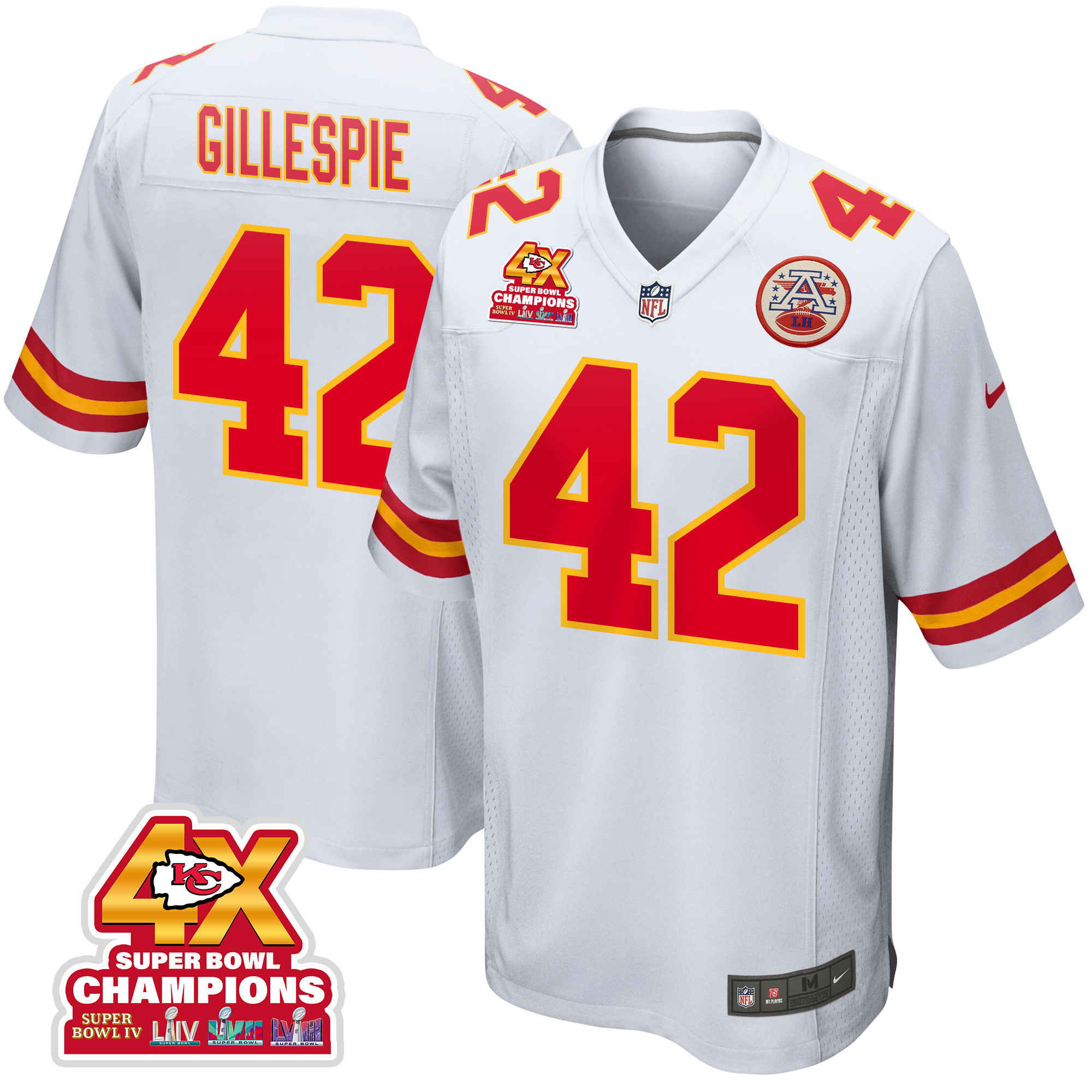 Tyree Gillespie #42 Kansas City Chiefs Super Bowl LVIII Champions 4X Game Jersey - Men's | White