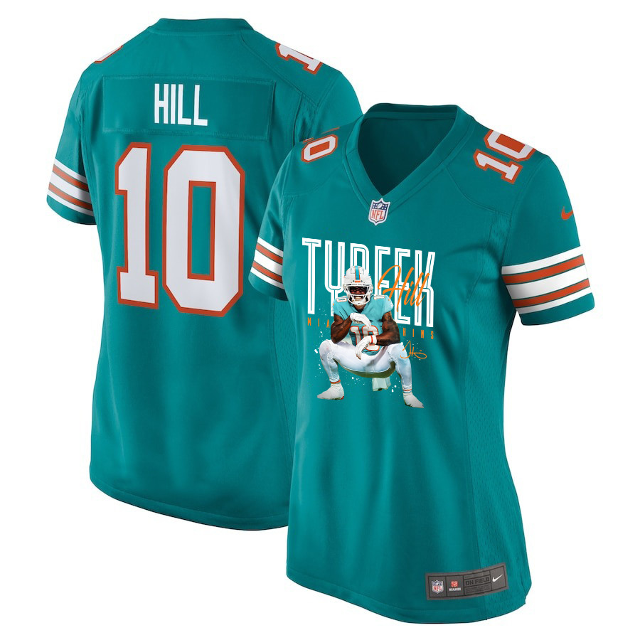 Tyreek Hill #10 Miami Dolphins Alternate Game Jersey - Women's | Aqua
