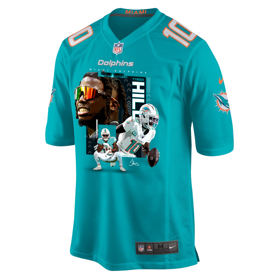 Alternative view of Tyreek Hill #10 Miami Dolphins Game Jersey - Men's | Aqua