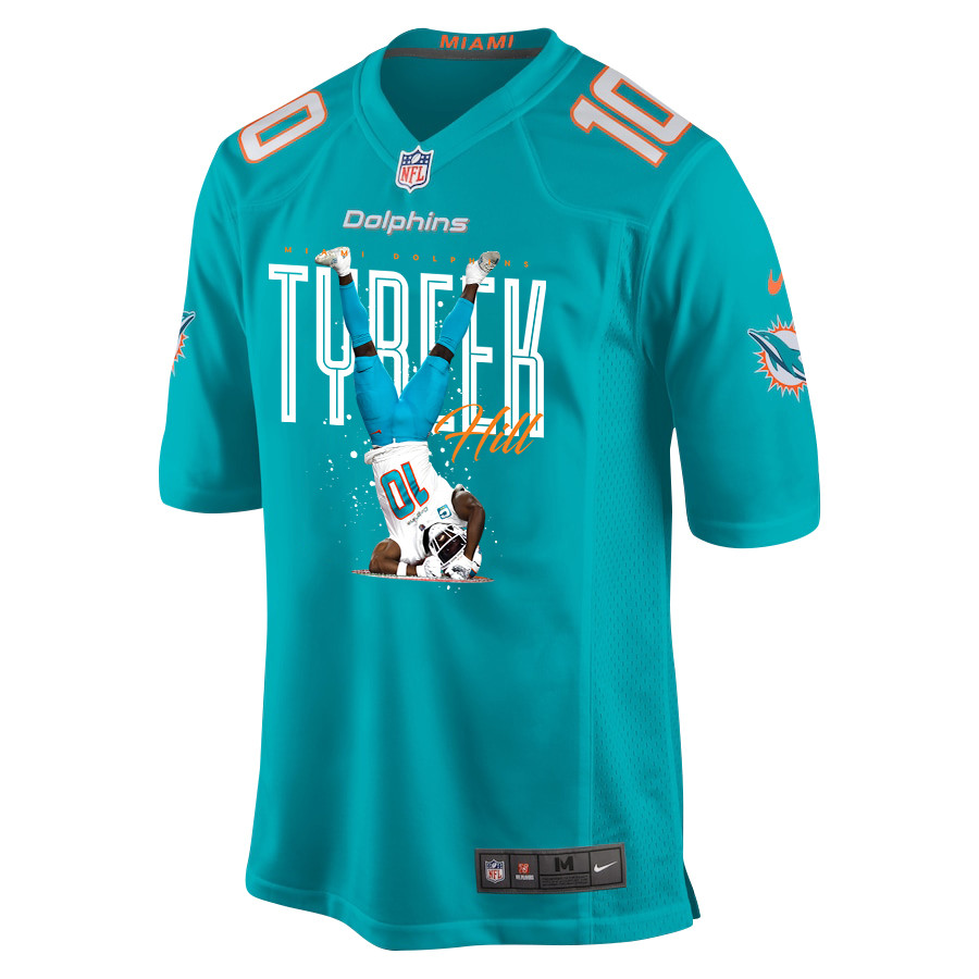 Alternative view of Tyreek Hill #10 Miami Dolphins Game Jersey - Men's | Aqua