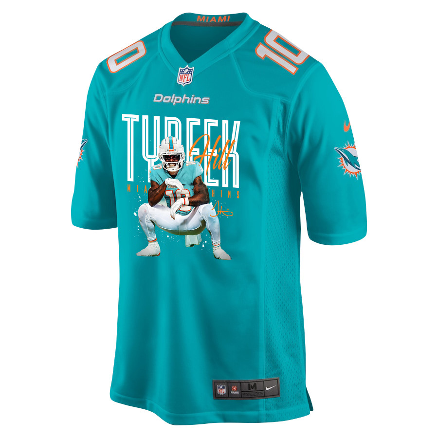 Alternative view of Tyreek Hill #10 Miami Dolphins Game Jersey - Men's | Aqua