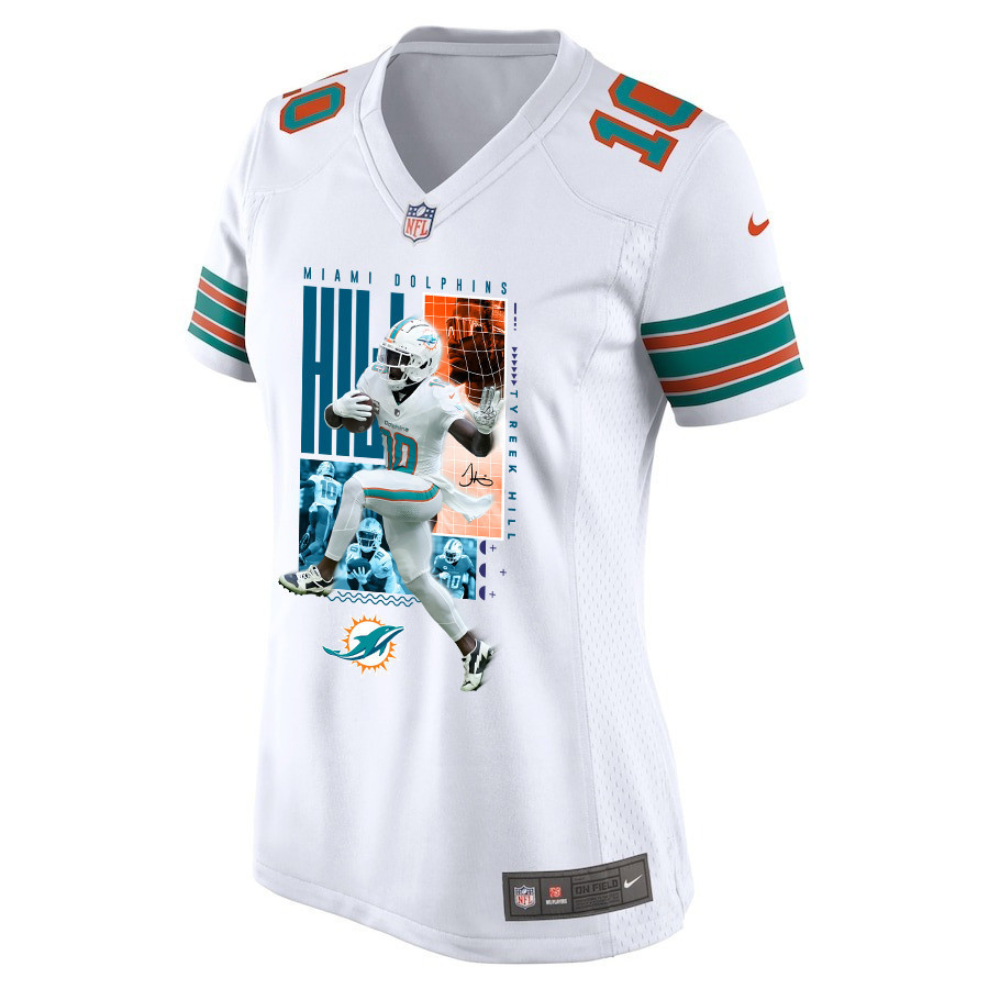 Alternative view of Tyreek Hill #10 Miami Dolphins Game Jersey - Women's | White