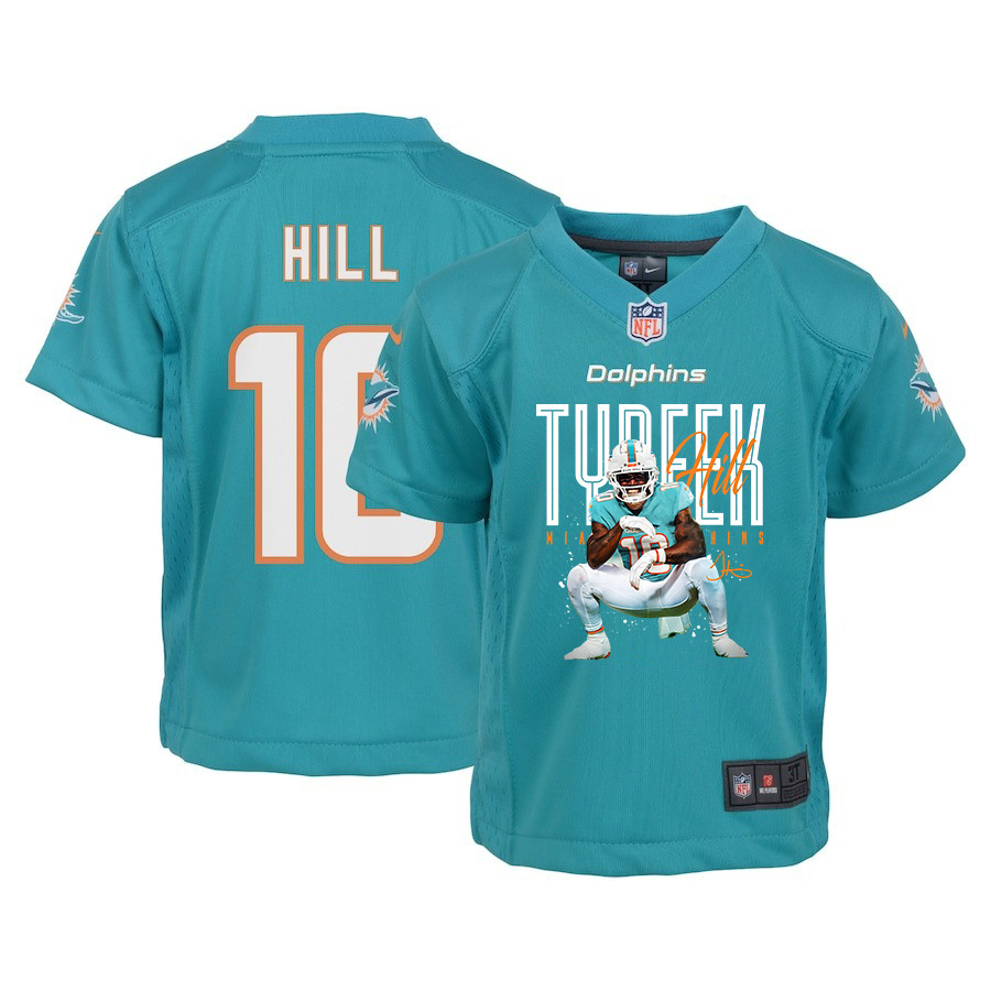 Tyreek Hill #10 Miami Dolphins Game Jersey - Youth | Aqua