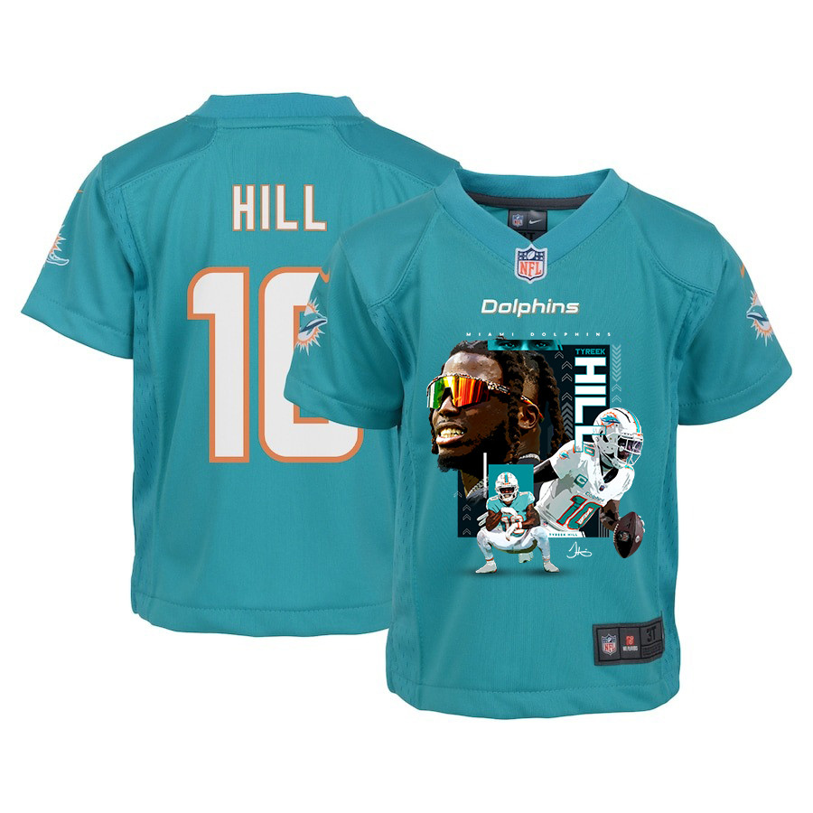 Tyreek Hill #10 Miami Dolphins Game Jersey - Youth | Aqua
