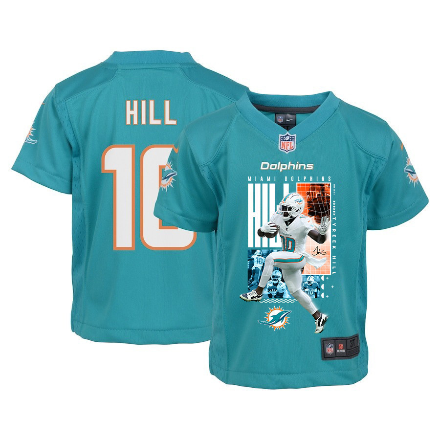 Tyreek Hill #10 Miami Dolphins Game Jersey - Youth | Aqua