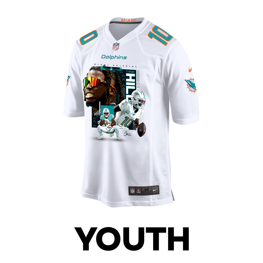 Alternative view of Tyreek Hill #10 Miami Dolphins Game Jersey - Youth | White