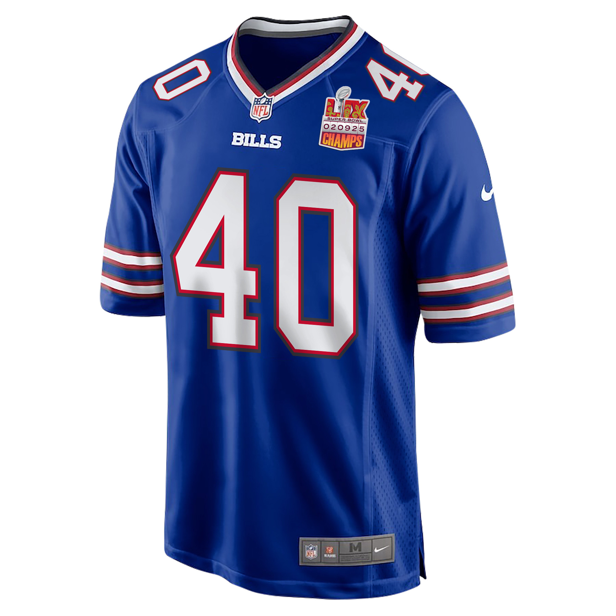 Von Miller #40 Buffalo Bills Super Bowl LIX Champions Patch Game Jersey - Men's | Royal - Image 3