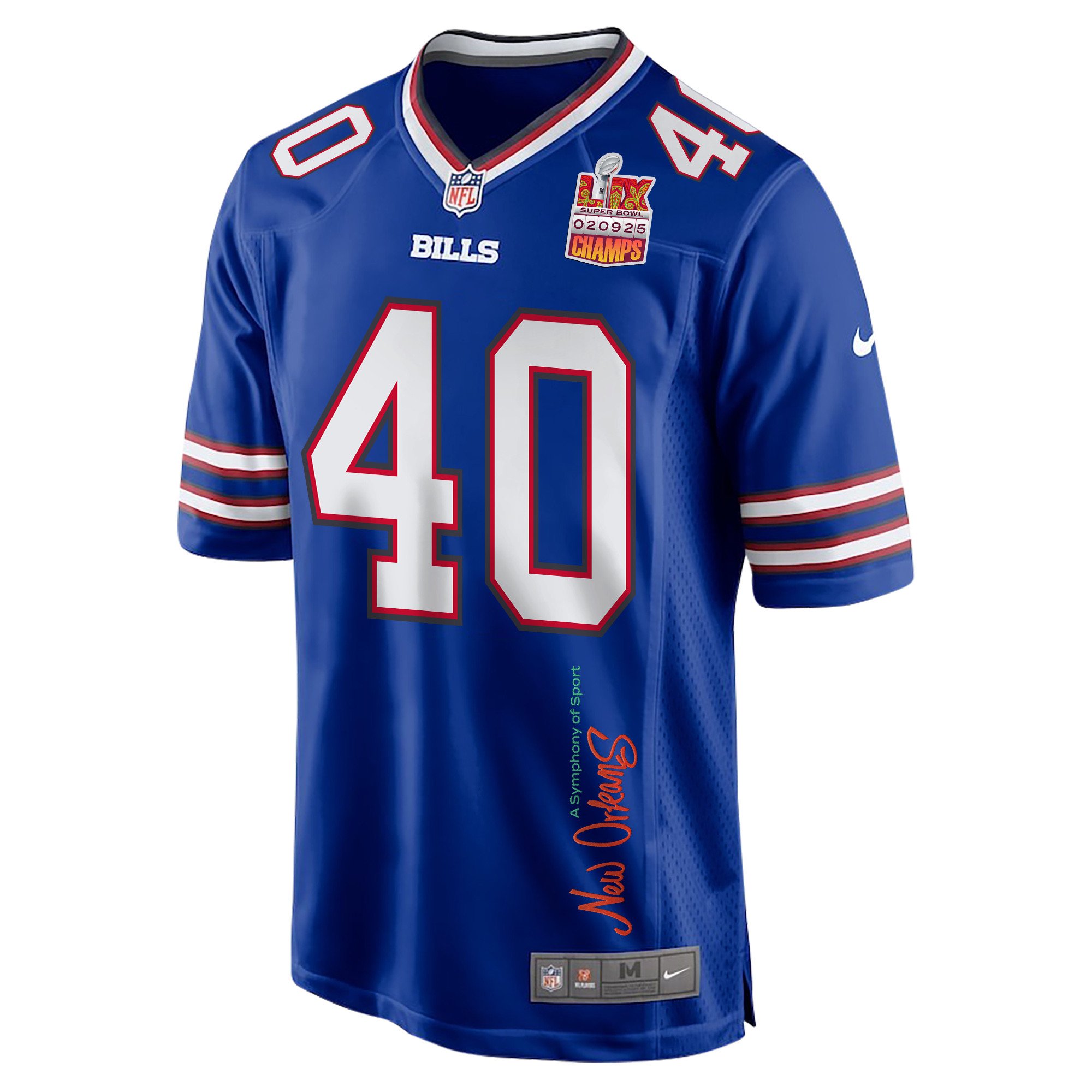 Von Miller #40 Buffalo Bills Super Bowl LIX Champions Patch Game Jersey - Men's | Royal - Image 3